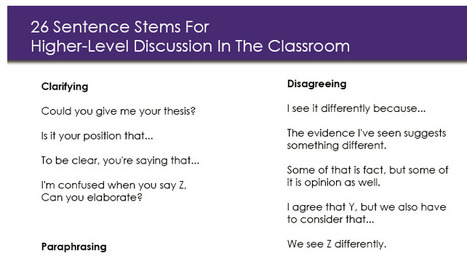 26 Sentence Stems For Higher-Level Discussion In The Classroom | Eclectic Technology | Scoop.it