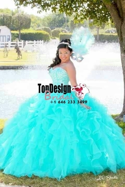 turquoise sweet 15 dress