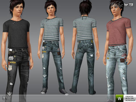 Ekinege - Y-Neck T-Shirt & Jeans (Teen) : Free Today (TSR) | Les Sims | Scoop.it