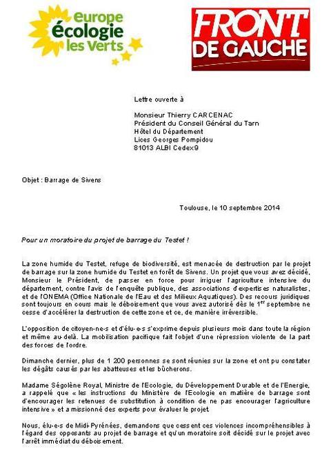 Lettre ouverte &agrave; Thierry Carcenac, Pr&eacute;sident du Conseil G&eacute;n&eacute;ral du Tarn &raquo; Europe Ecologie Les Verts au Conseil r&eacute;gional Midi-Pyr&eacute;n&eacute;es | Think outside the Box | Scoop.it