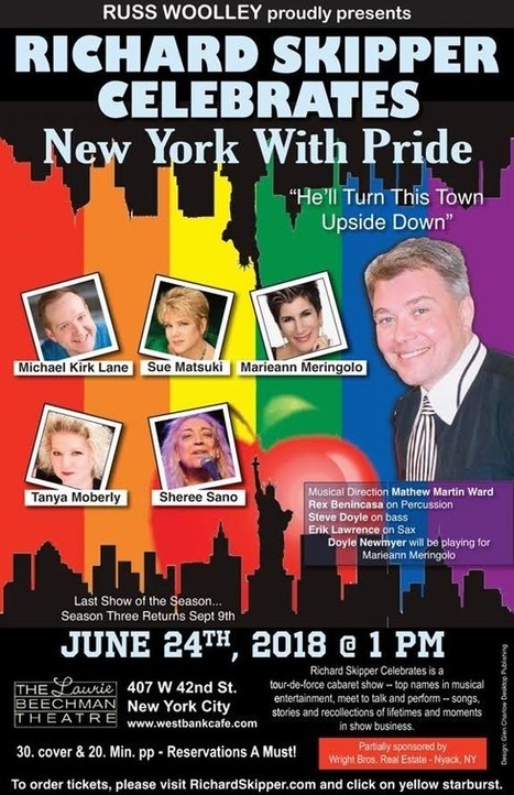 Richard Skipper Celebrates New York With Pride on June 24th at The Laurie Beechman Theatre 1PM Brunch Show | LGBTQ+ Movies, Theatre, FIlm & Music | Scoop.it