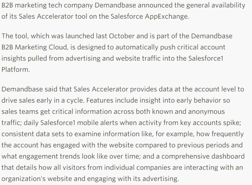 Demandbase Accelerator now available via Salesforce AppExchange - FierceCMO | The MarTech Digest | Scoop.it