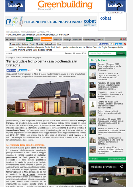 "Terra cruda e legno per la casa bioclimatica in Bretagna -studio a.typique di Patrice Bideau "- rinnovabili.it | Architecture, maisons bois & bioclimatiques | Scoop.it