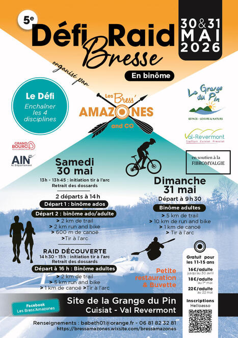 D&eacute;fi Raid Bresse au profit de FibromyalgieSOS - 30 et 31 mai 2026 - La Grange du Pin (01) | Association FibromyalgieSOS | Scoop.it