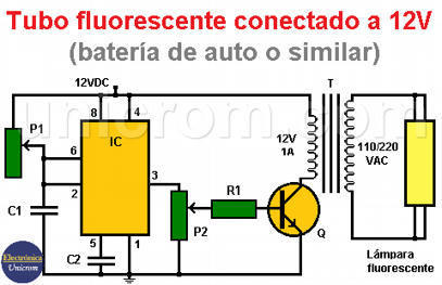 Tubo fluorescente conectado a 12VDC usando 555 | tecno4 | Scoop.it