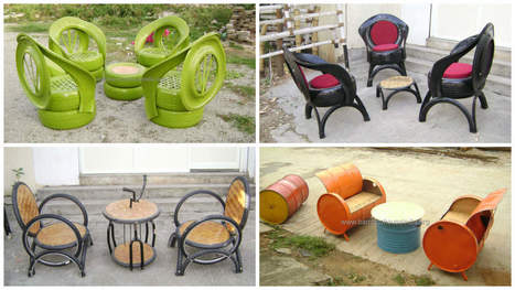Upcycled Furniture From Old Tires, Oil Drums & Bike Parts | 1001 Recycling Ideas ! | Scoop.it