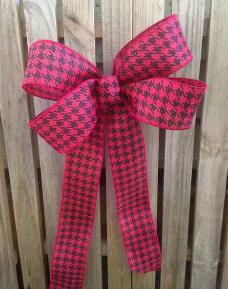 Wreath Bow Houndstooth Red Black fall winter bows, wrapping package decoration, mantel, buffet table decor wired ribbon country theme | Backyard Barbecues, Cookouts, tailgating ideas | Scoop.it