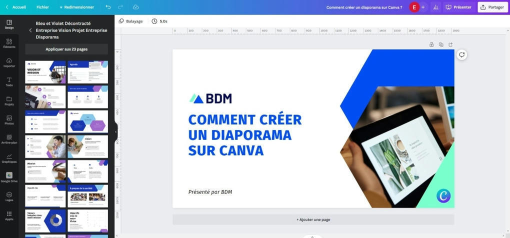 comment créer un diaporama sur canva