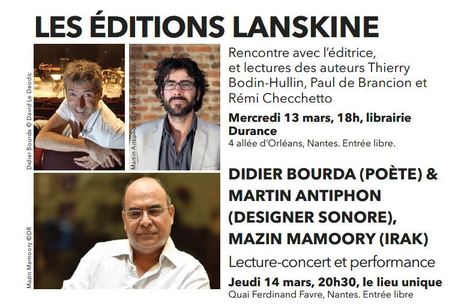 (Agenda) 13 et 14 mars 2019, Nantes, Les &eacute;ditions Lanskine | Poezibao | Scoop.it