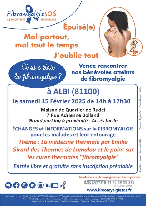 Venez vous renseigner, échanger sur la fibromyalgie à Albi le samedi 15 février | Association FibromyalgieSOS | Scoop.it