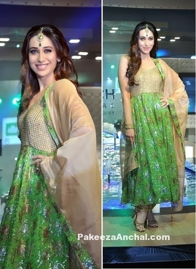 Karishma Kapoor in Designer Green shimmer Sleeveless Salwar Kameez | Indian Fashion Updates | Scoop.it