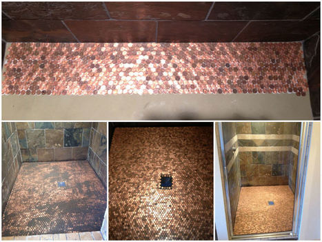 Shower Floor Made Out Of 5382 Pennies | 1001 Recycling Ideas ! | Scoop.it