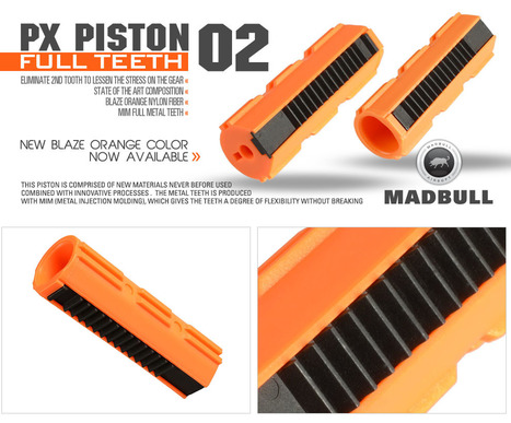 NEW FROM MADBULL: Blaze Orange Nylon Fiber Piston - Full Teeth | Thumpy's 3D House of Airsoft™ @ Scoop.it | Scoop.it