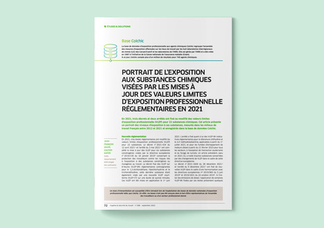 Portrait de l’exposition aux substances chimiques visées par les mises à jour des valeurs limites d’exposition professionnelle règlementaires en 2021 | INRS | Prévention du risque chimique | Scoop.it