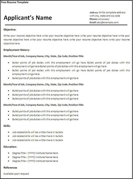 Blank Resume Template Free Sample Resume Format Basic Resume