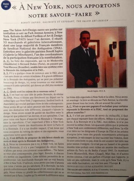 2012 / Benoit Sapiro : "A New York nous apportons notre savoir-faire" | The Salon Art+Design | Scoop.it