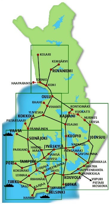 suomen kartta vuokatti Kaukoliikenteen kartta   VR | Suomi ja maailma 