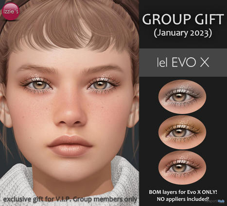 Winter Glam Eyeshadow BOM Layers For LeLutka EvoX January 2023 Group Gift by Izzie&rsquo;s | Teleport Hub - Second Life Freebies | Second Life Freebies | Scoop.it