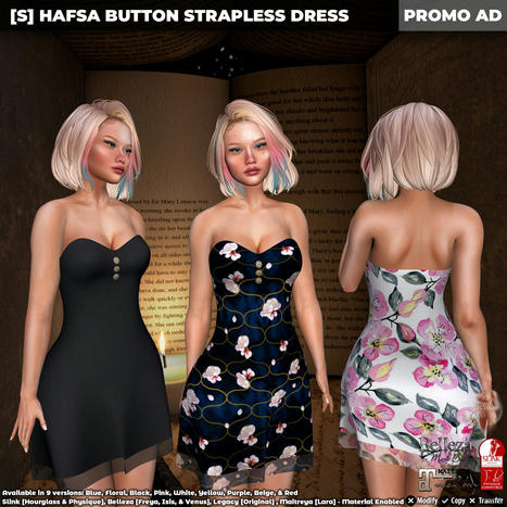 New Release: [S] Hafsa Button Strapless Dress by [satus Inc] | Teleport Hub - Second Life Freebies | Second Life Freebies | Scoop.it