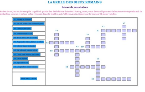 LA GRILLE DES DIEUX ROMAINS:  QUIZ sous forme de mots-croisés | Salvete discipuli | Scoop.it