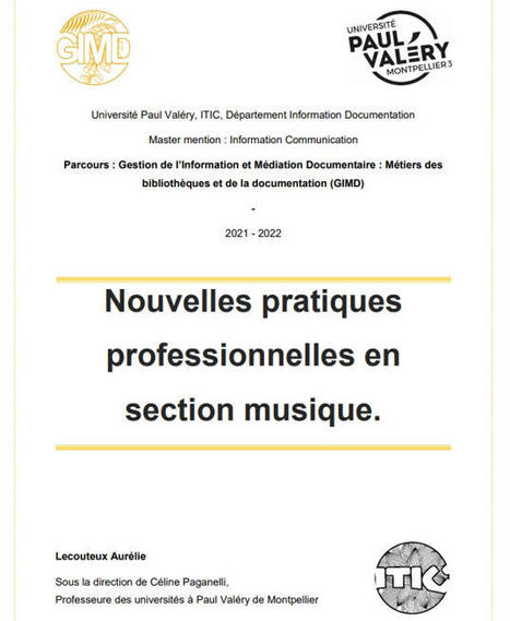 "Nouvelles pratiques professionnelles en section musique", mémoire de master d'Aurélie Lecouteux | L'actualité des médiathèques | Scoop.it