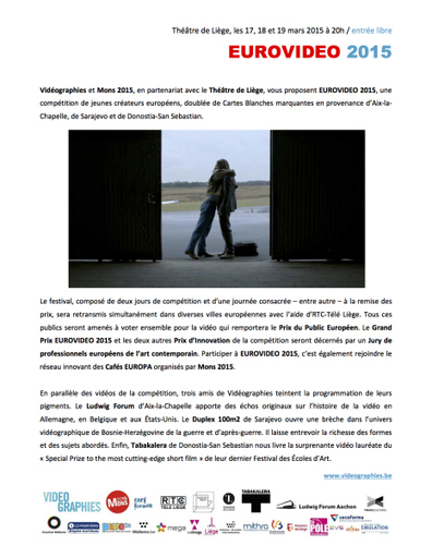 Eurovideo 2015 au Th&eacute;&acirc;tre de Li&egrave;ge les 17, 18 et 19 mars 2015 &agrave; 20h - Entr&eacute;e libre | Outstanding Photography | Scoop.it