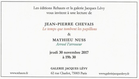 (Agenda) 30 novembre 2017, Paris, Jean-Pierre Chevais et Mathieu Nuss | Poezibao | Scoop.it