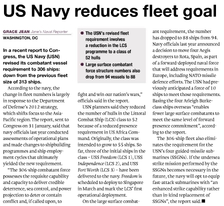 Objectif 306 navires : 52 LCS, 88 grands bâtiments de combat, 4 DDG Aegis BMD basés à Rota en Espagne | DEFENSE NEWS | Scoop.it