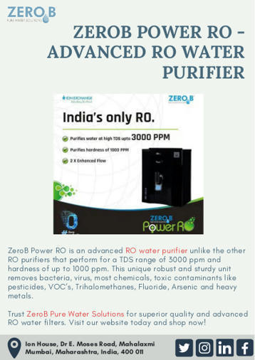 Complete Range of Best RO Water Purifiers in India | Zero B Pure Water Solutions | Scoop.it