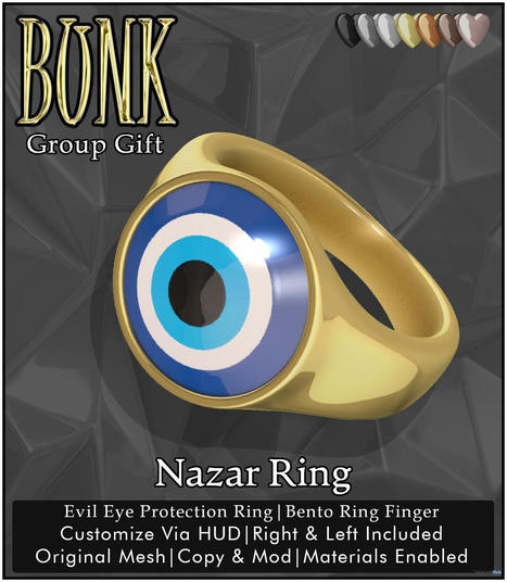 Nazar Ring November 2021 Group Gift by Bunk | Teleport Hub - Second Life Freebies | Second Life Freebies | Scoop.it