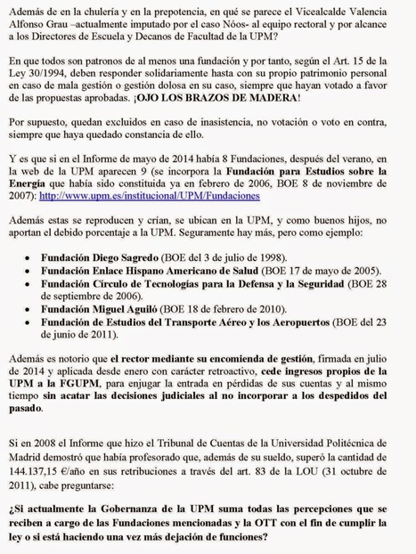 Cartas al sindicato SAP: Fundaciones UPM: además de en la chulería y en la prepotencia... | Boletín resumen del año 2014. Pucherazo en las Sindicales UPM | Scoop.it