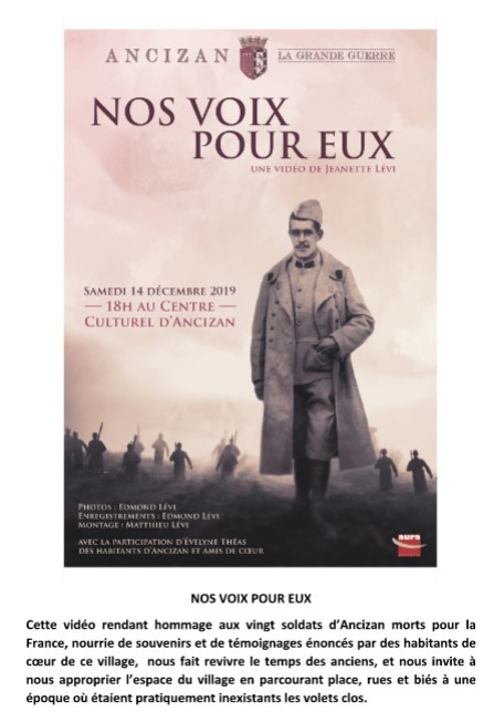 Grande Guerre : projection au Centre culturel d'Ancizan le 14 décembre | Vallées d'Aure & Louron - Pyrénées | Scoop.it