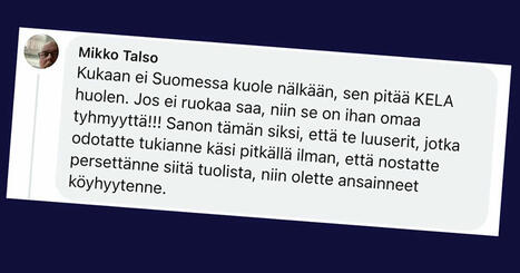 Sosiaali- ja terveysministerin avustaja haukkui yhteiskunnan tukia odottavat luuseriksi – ”Olette ansainneet köyhyytenne” | Politiikka | Yle | 1Uutiset - Lukemisen tähden | Scoop.it
