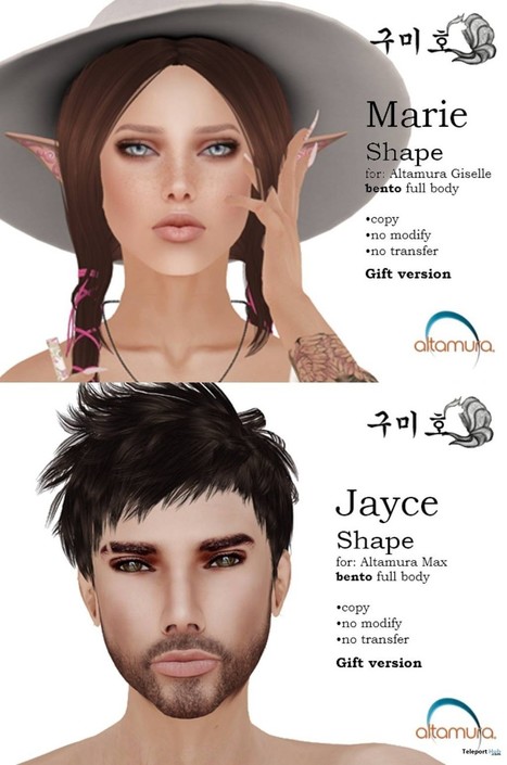 Marie & Jayce Bento Shape For Altamura Giselle And Max March 2019 Gift by KUMIHO | Teleport Hub - Second Life Freebies | Second Life Freebies | Scoop.it