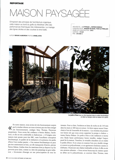 "Magazine éco maison BOIS ( sept Oct 2012 ) N°18 -Baden a.typique Patrice BIDEAU " | Architecture, maisons bois & bioclimatiques | Scoop.it