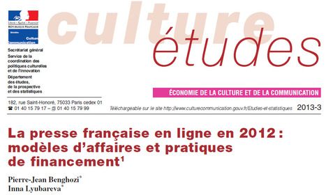 La presse française en ligne en 2012: modèles d'affaires et pratiques de financement | DocPresseESJ | Scoop.it