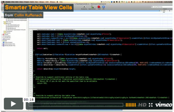 Making Smarter Table View Cells - In video | iPhone and iPad development | Scoop.it