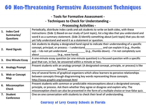60 Non-Threatening Formative Assessment Techniques | Information and digital literacy in education via the digital path | Scoop.it