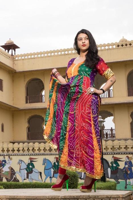 bandhani anarkali dress