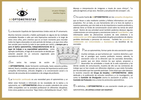 El pr&oacute;ximo 30 de Noviembre, AEOPTOMETRISTAS celebra su 5&ordm; Aniversario | Salud Visual 2.0 | Scoop.it