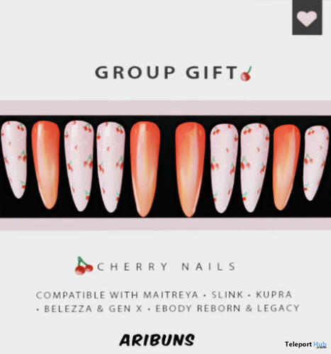 Cherry Nails May 2024 Group Gift by Aribuns | Teleport Hub - Second Life Freebies | Second Life Freebies | Scoop.it