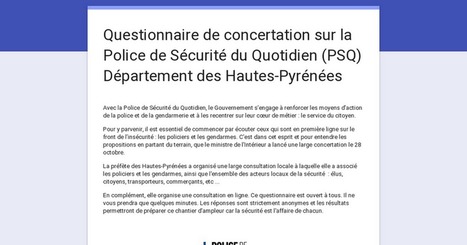 Département des Hautes-Pyrénées : vous êtes invités à vous prononcer sur la Police de Sécurité du Quotidien (PSQ)                                      | Vallées d'Aure & Louron - Pyrénées | Scoop.it