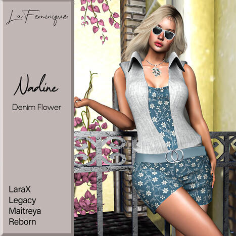 Nadine Denim Flower Outfit April 2026 Group Gift by La Feminique | Teleport Hub - Second Life Freebies | Second Life Freebies | Scoop.it