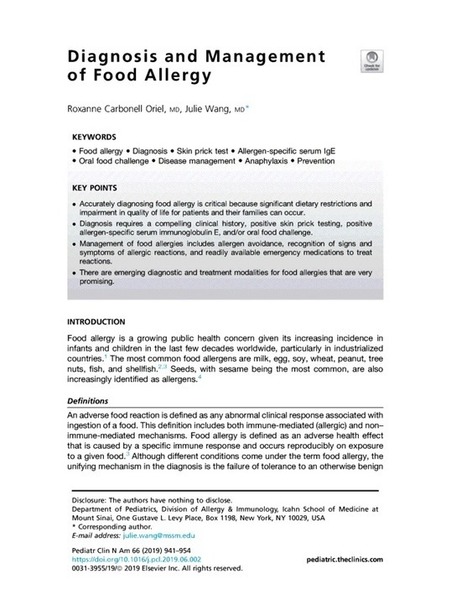 Diagnosis and Management of Food Allergy - ScienceDirect | Allergy (and clinical immunology) | Scoop.it