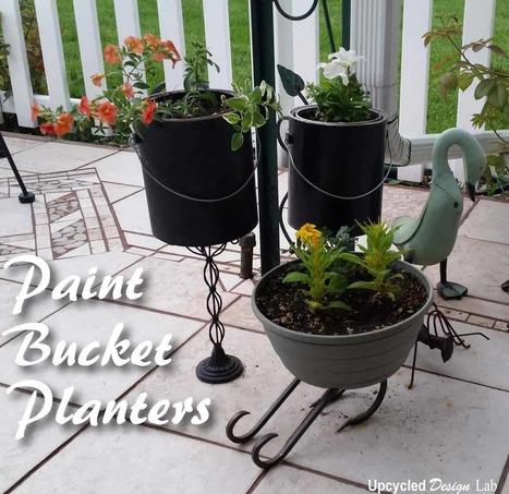 Simple Pedestal Paint Bucket Planters | 1001 Recycling Ideas ! | Scoop.it