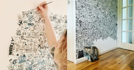 Confinement : durant 113 jours, elle a dessiné son quotidien... sur son mur (18 photos) | Sketchnoting  Scribing | Scoop.it