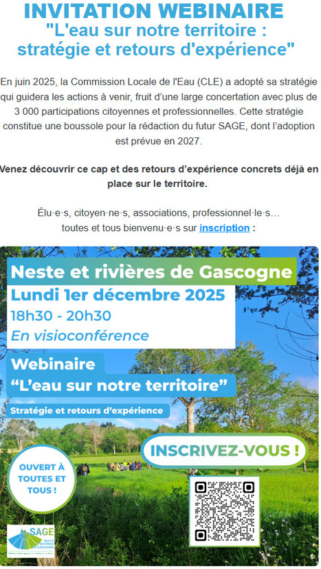 Webinaire "L'eau sur notre territoire" le 1er décembre | Coaching, Management, gestion et outils | Scoop.it