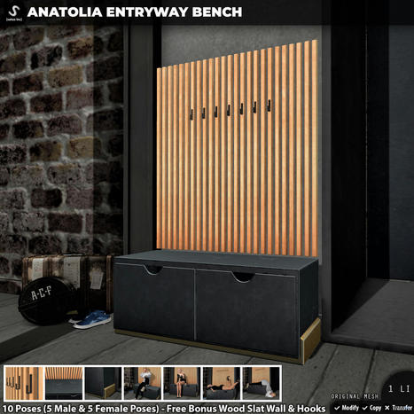 New Release: Anatolia Entryway Bench by [satus Inc] | Teleport Hub - Second Life New Releases / Deals | Second Life Freebies | Scoop.it