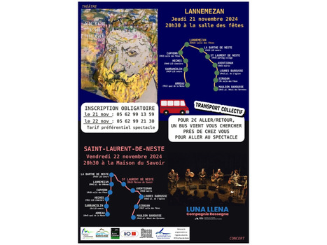 Navette culturelle intercommunautaire : Théâtre le jeudi 21 Novembre & Concert le vendredi 22 Novembre | Vallées d'Aure & Louron - Pyrénées | Scoop.it