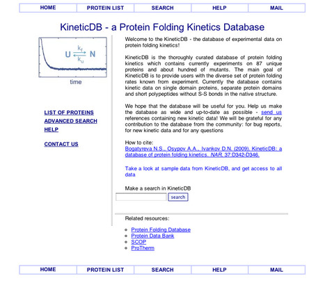 KineticDB - A Protein Folding Kinetics Database | bioinformatics-databases | Scoop.it